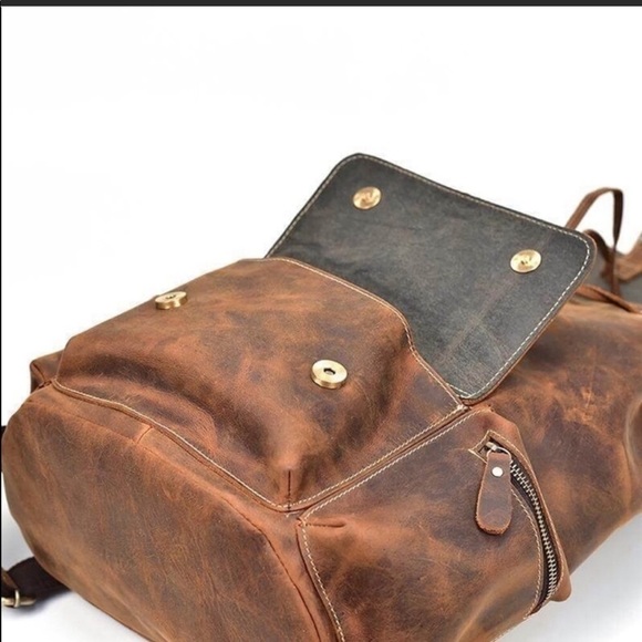 Rugged, Strong Buffalo Leather Travel Backpack